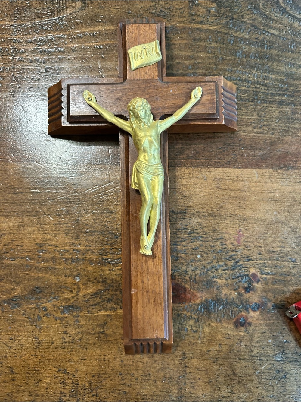 Vintage Wood Crucifix Cross Last Rites Anointing Sick Religious Catholic Holy